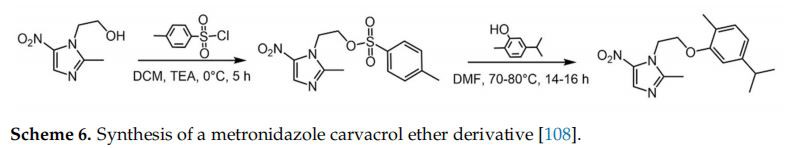 Synthesis of a metronidazole carvacrol ether derivative